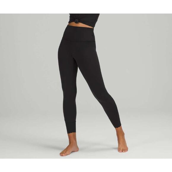 Lululemon Align Scalloped Hem High-Rise Pant 25" Black Women's Size 8 - Picture 1 of 5